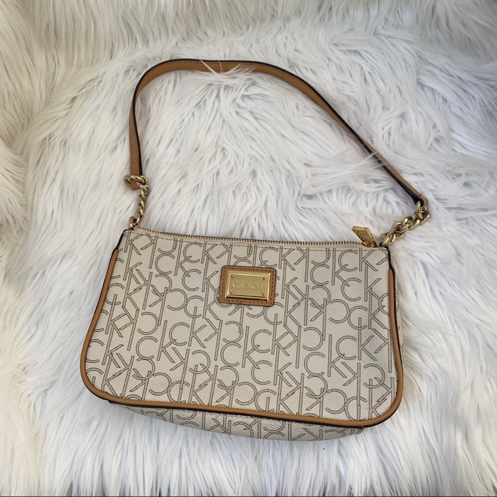 Calvin Klein small ivory logo shoulder bag
